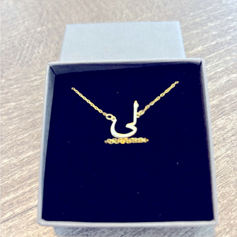 14k gold plated necklace in Farsi/Arabic letters reads “Lee”